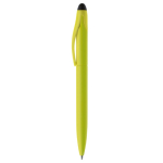 Plastic draaipen met zwarte stylus kleur limoen groen