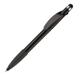 Plastic pen met stylus en gekleurde getextureerde grip kleur zwart derde weergave