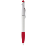 Plastic pen met stylus en gekleurde getextureerde grip kleur rood vijfde weergave
