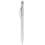 Plastic pen met stylus en gekleurde getextureerde grip kleur wit