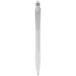 Plastic pen met stylus en gekleurde getextureerde grip kleur wit tweede weergave