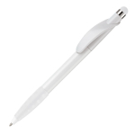 Plastic pen met stylus en gekleurde getextureerde grip kleur wit derde weergave