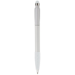 Plastic pen met stylus en gekleurde getextureerde grip kleur wit vierde weergave