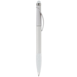 Plastic pen met stylus en gekleurde getextureerde grip kleur wit vijfde weergave
