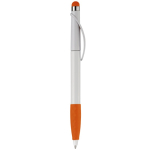 Plastic pen met stylus en gekleurde getextureerde grip kleur oranje vijfde weergave