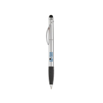 Plastic pen met stylus en gekleurde getextureerde grip met afdrukgebied