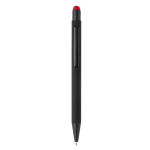 Metalen pen met gekleurde stylus en gegraveerd logo kleur rood tweede weergave