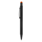 Metalen pen met gekleurde stylus en gegraveerd logo kleur oranje
