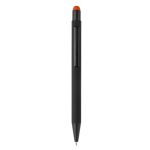 Metalen pen met gekleurde stylus en gegraveerd logo kleur oranje tweede weergave