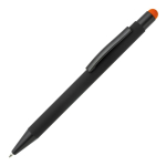 Metalen pen met gekleurde stylus en gegraveerd logo kleur oranje derde weergave