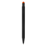 Metalen pen met gekleurde stylus en gegraveerd logo kleur oranje vierde weergave