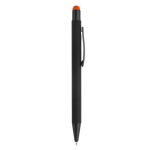 Metalen pen met gekleurde stylus en gegraveerd logo kleur oranje vijfde weergave