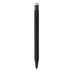 Metalen pen met gekleurde stylus en gegraveerd logo kleur zilver vierde weergave