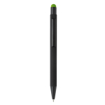 Metalen pen met gekleurde stylus en gegraveerd logo kleur limoen groen tweede weergave