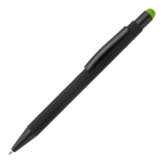 Metalen pen met gekleurde stylus en gegraveerd logo kleur limoen groen derde weergave