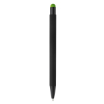 Metalen pen met gekleurde stylus en gegraveerd logo kleur limoen groen vierde weergave