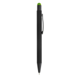 Metalen pen met gekleurde stylus en gegraveerd logo kleur limoen groen vijfde weergave