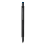 Metalen pen met gekleurde stylus en gegraveerd logo kleur donkerblauw tweede weergave