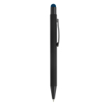 Metalen pen met gekleurde stylus en gegraveerd logo kleur donkerblauw vijfde weergave
