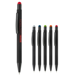 Metalen pen met gekleurde stylus en gegraveerd logo