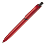 Gemetalliseerde plastic pen met clip en blauwe jumbo navulling kleur rood