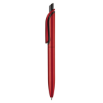 Gemetalliseerde plastic pen met clip en blauwe jumbo navulling kleur rood derde weergave
