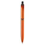 Gemetalliseerde plastic pen met clip en blauwe jumbo navulling kleur oranje tweede weergave