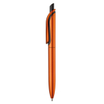 Gemetalliseerde plastic pen met clip en blauwe jumbo navulling kleur oranje derde weergave