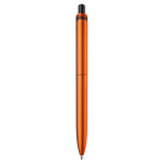 Gemetalliseerde plastic pen met clip en blauwe jumbo navulling kleur oranje vierde weergave