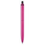 Gemetalliseerde plastic pen met clip en blauwe jumbo navulling kleur roze vierde weergave