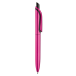 Gemetalliseerde plastic pen met clip en blauwe jumbo navulling kleur roze vijfde weergave