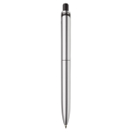 Gemetalliseerde plastic pen met clip en blauwe jumbo navulling kleur zilver vierde weergave