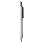 Gemetalliseerde plastic pen met clip en blauwe jumbo navulling kleur zilver vijfde weergave