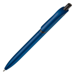 Gemetalliseerde plastic pen met clip en blauwe jumbo navulling kleur donkerblauw