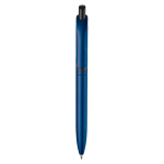 Gemetalliseerde plastic pen met clip en blauwe jumbo navulling kleur donkerblauw tweede weergave
