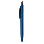 Gemetalliseerde plastic pen met clip en blauwe jumbo navulling kleur donkerblauw derde weergave