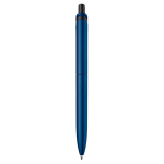 Gemetalliseerde plastic pen met clip en blauwe jumbo navulling kleur donkerblauw vierde weergave