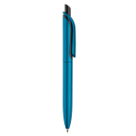 Gemetalliseerde plastic pen met clip en blauwe jumbo navulling kleur lichtblauw vijfde weergave