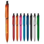 Gemetalliseerde plastic pen met clip en blauwe jumbo navulling