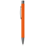 Aluminium pen met soft-touch afwerking en blauwe inkt kleur oranje derde weergave