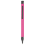 Aluminium pen met soft-touch afwerking en blauwe inkt kleur roze tweede weergave
