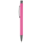 Aluminium pen met soft-touch afwerking en blauwe inkt kleur roze derde weergave