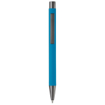 Aluminium pen met soft-touch afwerking en blauwe inkt kleur lichtblauw tweede weergave