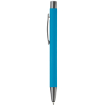 Aluminium pen met soft-touch afwerking en blauwe inkt kleur lichtblauw derde weergave