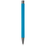 Aluminium pen met soft-touch afwerking en blauwe inkt kleur lichtblauw vierde weergave