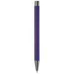 Aluminium pen met soft-touch afwerking en blauwe inkt kleur paars vierde weergave
