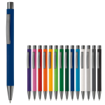 Aluminium pen met soft-touch afwerking en blauwe inkt