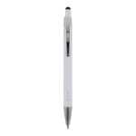 Aluminium pen met soft-touch afwerking en 3 zilveren ringen kleur wit tweede weergave