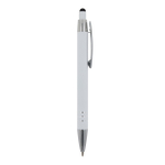 Aluminium pen met soft-touch afwerking en 3 zilveren ringen kleur wit vijfde weergave