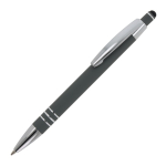 Aluminium pen met soft-touch afwerking en 3 zilveren ringen kleur grijs derde weergave